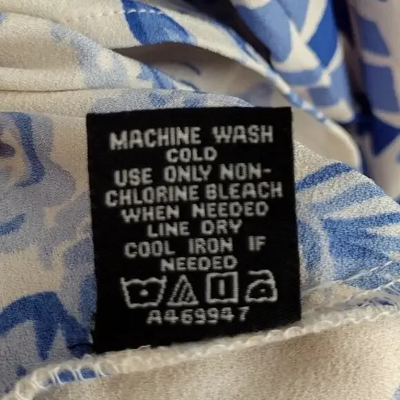 Tolani Collection Blue & White Geometric-Print Ruffle Trim Flowy Babydoll Dress - Picture 11 of 13